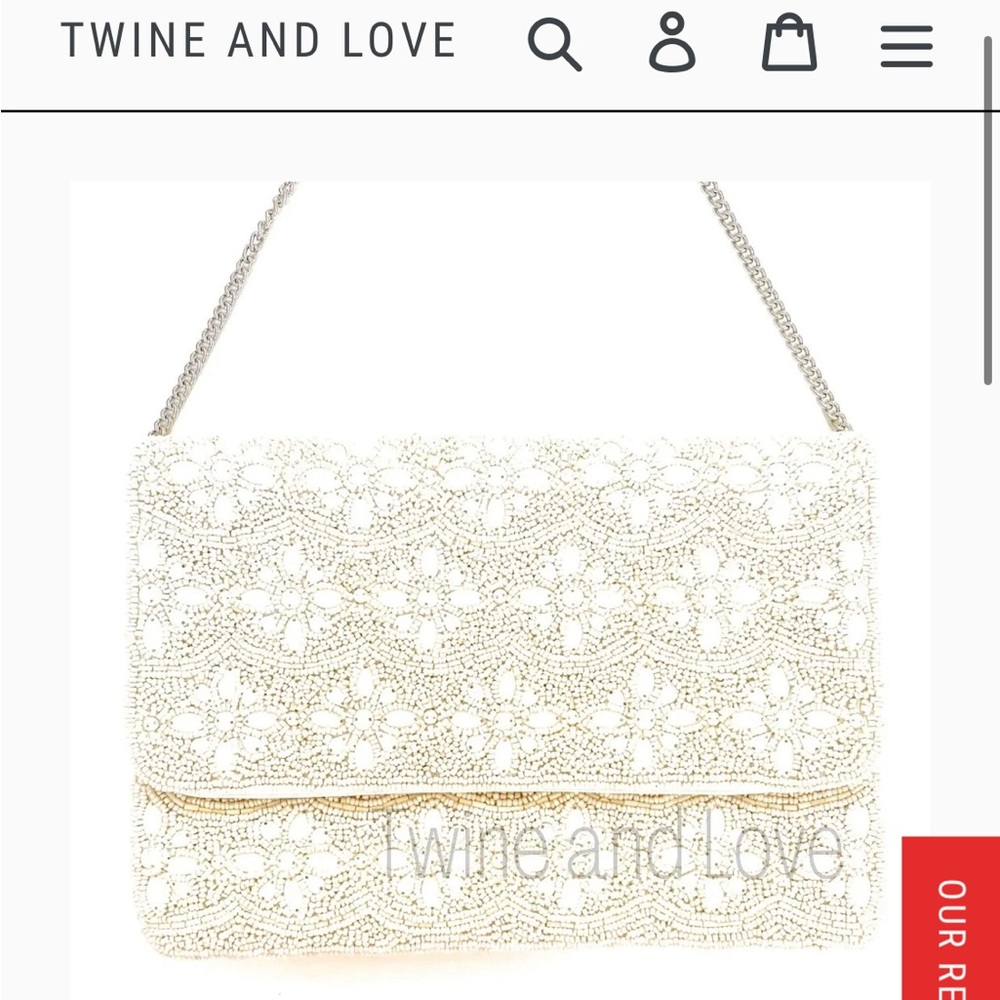 Twine and love white beaded purse